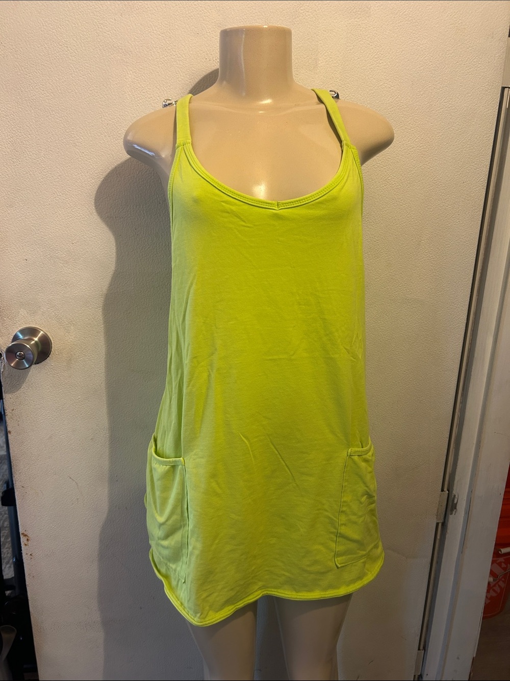 Neon Lime Pocket Tank Dress - Unbranded